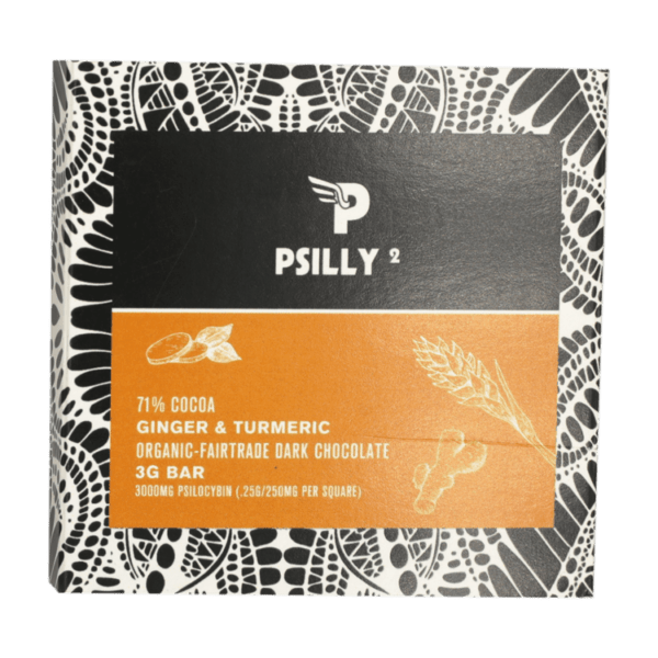 Psilly - Dark Chocolate Bar - Ginger & Turmeric | Microdosing Mushrooms Canada