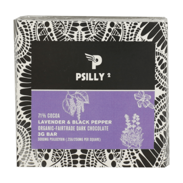 Psilly - Dark Chocolate Bar - Lavender & Black Pepper | Microdosing Mushrooms Canada